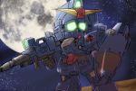  aiba_kyobo blue_destiny_02 chibi green_eyes gun gundam gundam_side_story:_the_blue_destiny mecha moon night shield sky star weapon 