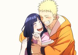  1boy 1girl blonde_hair blush couple happy hime_cut hood hoodie hug hug_from_behind hyuuga_hinata lavender_eyes looking_at_another naruto naruto:_the_last oba-min purple_hair smile spiky_hair uzumaki_naruto whiskers 