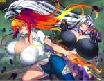  2girls action breasts gigantic_breasts gun multiple_girls sudachi_(omc) tagme weapon 