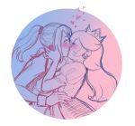  artist_request blush crossover crown heart kiss super_mario_bros. metroid ponytail princess_peach samus_aran sketch super_mario_bros. super_smash_bros. yuri 