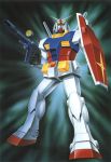  beam_rifle energy_gun gun gundam highres mecha mobile_suit_gundam official_art rx-78-2 scan shield weapon 