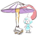 :o ahoge highres karakasa_obake parasol peroponesosu. surprised tatara_kogasa tongue touhou tsukumogami umbrella white_background 