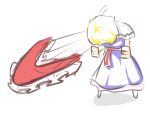  alice_margatroid clenched_hands fighting_stance firing hairband hairhand_removed head_down highres peroponesosu. projectile standing touhou white_background 