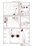  (o)_(o) comic commentary_request doorknob highres horns jewelry kantai_collection long_hair mittens monochrome moomin moomintroll muppo necklace northern_ocean_hime opening_door running sazanami_konami scarf shinkaisei-kan snow stairs tail translation_request wallet 