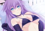  1girl bikini blue_eyes braid breasts choujigen_game_neptune neptune_(choujigen_game_neptune) neptune_(series) purple_hair purple_heart swimsuit twin_braids 
