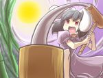  &gt;:d 1girl :d bamboo bamboo_forest food forest full_moon hammer highres inaba_tewi mochi moon nature night night_sky open_mouth peroponesosu. sky smile solo touhou wagashi yellow_moon 