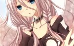  1girl ahoge bare_shoulders blue_eyes braid highres ia_(vocaloid) long_hair looking_at_viewer pink_hair solo twin_braids very_long_hair vocaloid yamasuta 