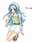  1girl blue_hair character_name hairband nefertari_vivi one_piece sandals skirt solo 