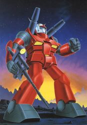  gun guncannon gundam mecha mobile_suit_gundam official_art weapon 