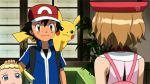  1boy 2girls animated animated_gif blush child eureka_(pokemon) lowres multiple_girls pikachu pokemon pokemon_(anime) satoshi_(pokemon) screencap serena_(pokemon) tagme 