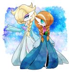  2girls animalization anna_(frozen) blonde_hair braid brown_hair disney dress elsa_(frozen) frozen_(disney) gardevoir makeup multiple_girls pokemon siblings sisters zakro 