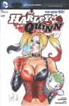  1girl batman_(series) breasts character_doll cleavage dc_comics elias_chatzoudis harley_quinn looking_at_viewer multicolored_hair sexually_suggestive the_joker twintails 