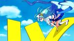  1girl animated animated_gif blue_eyes blue_hair cure_mermaid fighting go!_princess_precure kaidou_minami kicking long_hair magical_girl midriff navel ponytail precure solo very_long_hair zetsuborg 