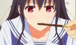  1boy 1girl aki_tomoya animated animated_gif black_hair eating glasses hairband kasumigaoka_utaha pocky red_eyes saenai_heroine_no_sodatekata school_uniform tagme 