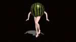  1girl 3d animated animated_gif bare_legs black_background dancing feet full_body legs standing toes touhou watermelon what 