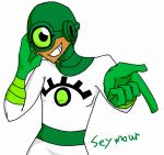  1boy bodysuit character_name cyclops dark_skin dc_comics gloves male_focus one-eyed see-more smile solo teen_titans 