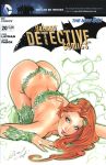  1girl ass batman_(series) blue_eyes breasts dc_comics elias_chatzoudis eyeshadow green_eyeshadow green_nails lips plant poison_ivy redhead solo text top-down_bottom-up wearing_plant 