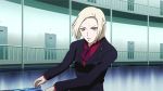  1girl animated animated_gif blonde_hair mado_akira short_hair solo suit tokyo_ghoul weapon 