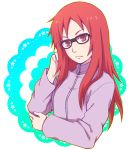  1girl frown glasses karin_(naruto) long_hair looking_at_viewer naruto naruto_shippuuden red_eyes redhead solo teramoto_kei 