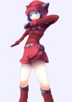  10s 1girl asa_(ces6ces8) blue_eyes blue_hair female hood horns matching_hair/eyes npc_trainer pokemon pokemon_(game) pokemon_oras shorts simple_background smile solo sweater team_magma team_magma_grunt team_magma_grunt_(remake) white_background 