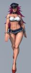  1girl 3d abs animated animated_gif bouncing_breasts breasts cleavage female final_fight hat high_heels muscle pink_hair poison_(final_fight) short_shorts shorts solo street_fighter tank_top thigh_gap toned walking 