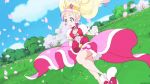  1girl animated animated_gif blonde_hair cure_flora dress earrings epic fighting gloves go!_princess_precure haruno_haruka jewelry long_hair magical_girl multicolored_hair petals pink_hair precure two-tone_hair white_gloves zetsuborg 