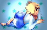 1girl ass blonde_hair blue_eyes breasts cleavage crown hair_over_one_eye huge_ass lips looking_at_viewer super_mario_bros. photoshop robert_porter rosetta_(mario) super_mario_bros. super_mario_galaxy 