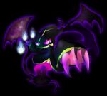  10s banette black_background claws fire ghost highres mega_banette nintendo pokemon pokemon_(game) pokemon_xy shadow violet_eyes zipper 