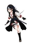  1girl black_hair glasses long_hair naruto older red_eyes shi_er_xian sword uchiha_sarada weapon 