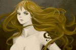  1girl bare_shoulders brown_eyes brown_hair female koga long_hair looking_at_viewer nami_(one_piece) one_piece orange_hair parted_lips solo tattoo topless 