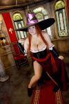  1girl asian breasts chouzuki_maryou cosplay dragon&#039;s_crown hat hips large_breasts photo plump redhead side_slit solo sorceress sorceress_(dragon&#039;s_crown) sorceress_(dragon&#039;s_crown)_(cosplay) staff stained_glass thick_thighs thighs wide_hips witch_hat 