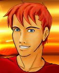  1boy blue_eyes dc_comics flash_(series) male_focus motion_blur orange_hair smile solo the_flash wally_west 