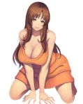  1girl breasts brown_hair cleavage dmm large_breasts long_hair milf othel_(hatimorris) otoko_no_itadaki solo tachikawa_shino yellow_eyes 