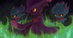  ghost hat misdreavus mismagius no_humans pokemon pokemon_(game) red_eyes witch witch_hat yellow_sclera 