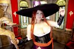  1girl asian breasts chouzuki_maryou cosplay dragon&#039;s_crown hat hips large_breasts photo plump red_upholstery redhead solo sorceress sorceress_(dragon&#039;s_crown) sorceress_(dragon&#039;s_crown)_(cosplay) staff stained_glass thick_thighs thighs wide_hips witch_hat 