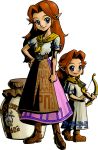 2girls blue_eyes brown_hair cremia hand_on_hip highres long_skirt looking_at_viewer multiple_girls official_art pointy_ears romani siblings sisters skirt the_legend_of_zelda the_legend_of_zelda:_majora&#039;s_mask