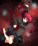  animal_ears barefoot blush_stickers braid cat_ears dress error extra_ears fang impossible_clothes impossible_dress ippongui kaenbyou_rin looking_at_viewer open_mouth red_hair redhead ribbon smile touhou twin_braids twintails wrong_feet 