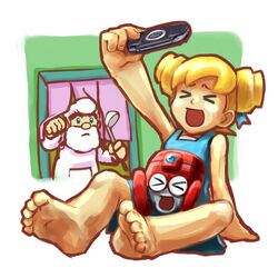  barefoot blonde_hair eddie_(rockman) feet playstation_portable psp rockman rockman_(classic) rockman_(original) roll thomas_light 