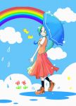 clouds long_skirt rainbow skirt sonozaki_mion umbrella wink