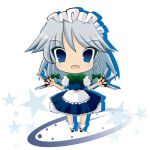  braid chibi hairband izayoi_sakuya knife lowres maid sakaki_(pixiv86696) short_hair silver_hair touhou twin_braids 