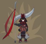  breastplate chibi flat_gaze helmet kabuto kintaro kote kusazuri naginata polearm samurai samurai_armor shaded_face shikoro sode suneate tabi weapon 