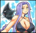  breasts cleavage fate/stay_night fate_(series) huge_breasts kikuta manta_ray purple_eyes purple_hair rider swimsuit type-moon violet_eyes 