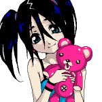  bleach hair_between_eyes lowres smile stuffed_animal stuffed_toy teddy_bear tsumugiya_ururu twintails 