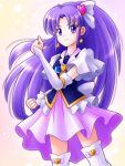  cure_fortune earrings happinesscharge_precure! hikawa_iona long_hair magical_girl ponytail precure purple_hair smile thigh_highs violet_eyes 