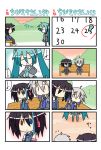  4koma ahoge bench chibi comic hatsune_miku heterochromia minami_(colorful_palette) multiple_4koma musical_note no_eyes silent_comic singing utau vocaloid voyakiloid yokune_ruko young yowane_haku |_| 