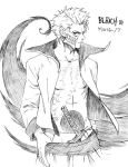  bleach espada grimmjow_jaegerjaquez grimmjow_jaggerjack karakuri_chouchou koaki male monochrome skull sword weapon 