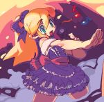  green_eyes hair_ribbon oekaki ponytail ribbon rockman rockman_(classic) rockman_(original) roll singing 