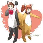 animal_costume dorei_k hagiwara_yukiho idolmaster kitsune_suit panda_costume panda_suit takatsuki_yayoi takoyaki_(artist) twintails 
