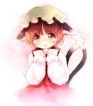  bowtie brown_eyes brown_hair cat_ears cat_tail chen hat kito multi_tails multiple_tails short_hair tail tears touhou 