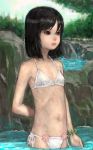  bikini black_eyes black_hair flat_chest nature pon realistic submerged swimsuit 